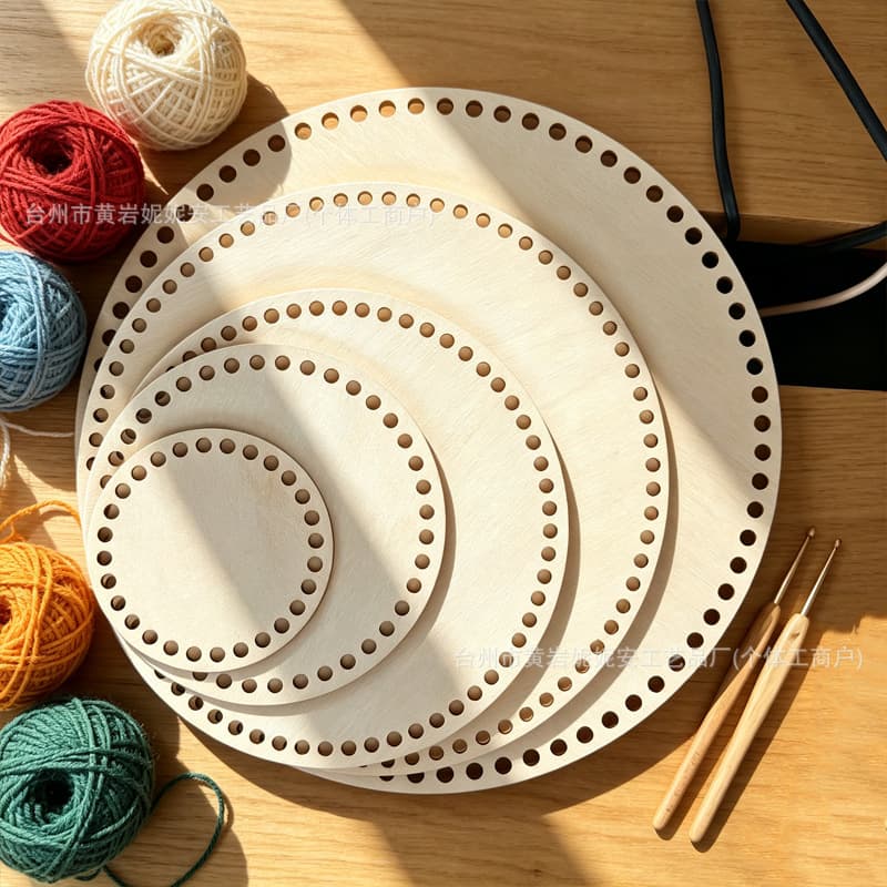 Wooden Bottom Crochet Basket Round Blank Basket Wooden Base Creative DIY Handmade Round Basket Bottom Storage Wooden Products