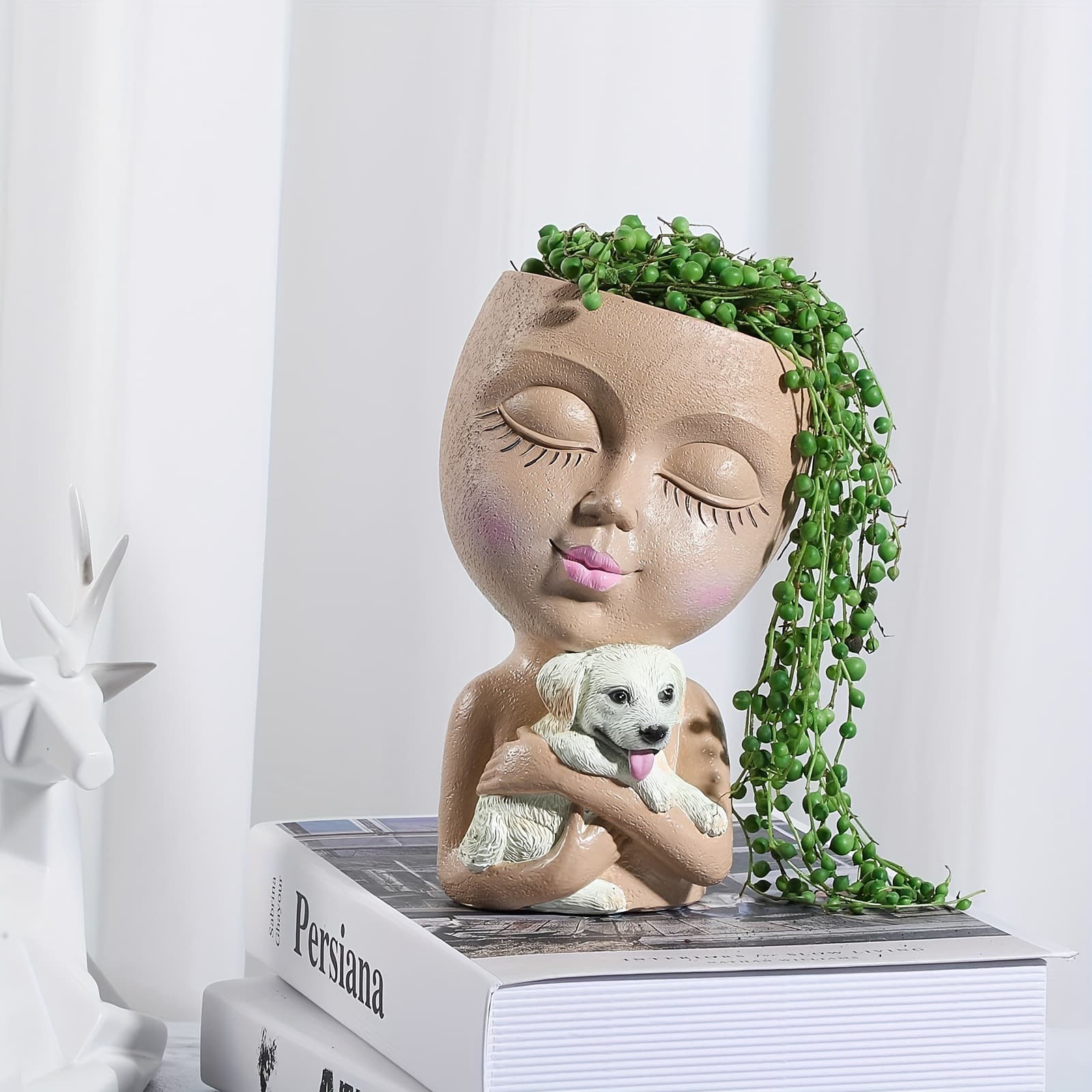 Cross-border Flower Pot Character Face Planter Succulent Pot Resin Figurine Face Planter Pot