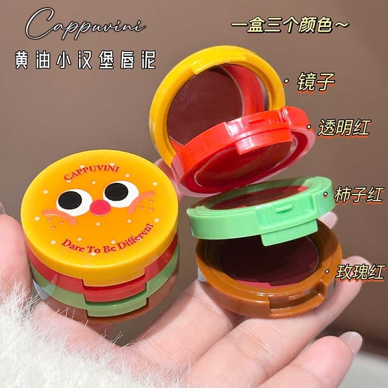 Cappuvini Butter Hamburger Lip Mud Natural Matte Soft Mist Pseudo-Essence Makeup Long-lasting and Tender Cross-Border Cosmetics
