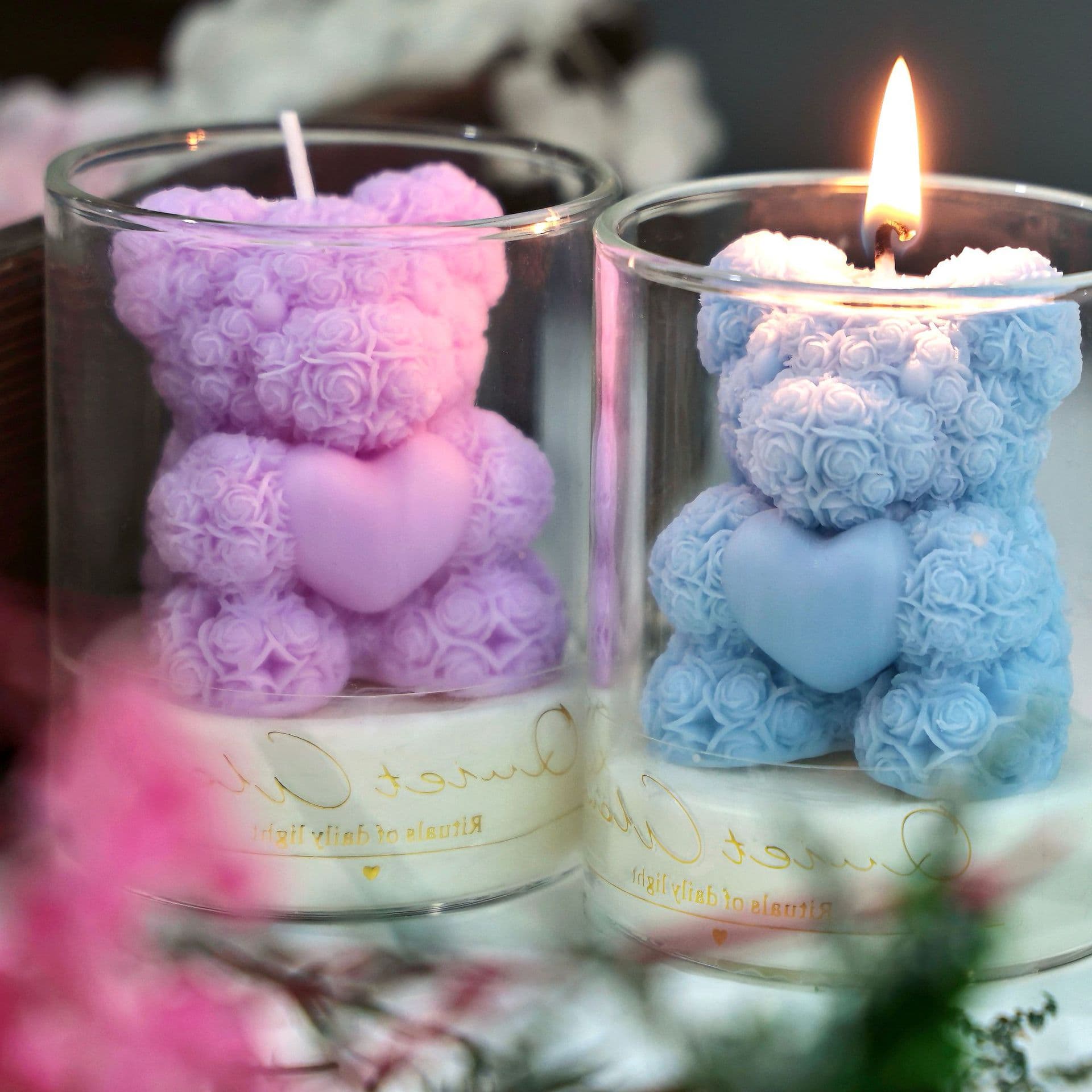 Cross-border Valentine's Day Bear Aromatherapy Cup Candle Heart-Shaped Creative Candle Gift Ornament Factory Wholesale