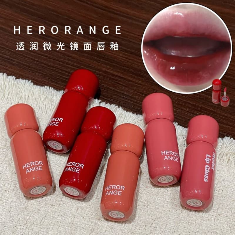 HERORANGE lip glaze translucent shimmer mirror lip glaze moisturizing water-gloss glass lip pseudo-face whitening improves complexion