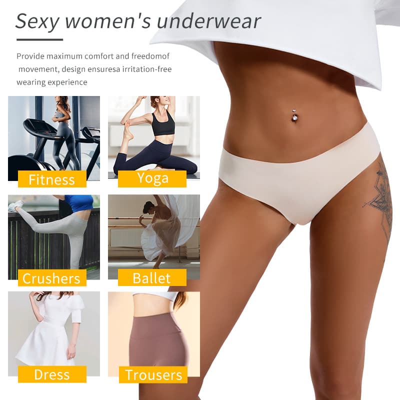 Cross-Border Ice Silk Seamless One-Piece Women's Panties, Ultra-Thin Nude Feel Sports Fitness Wave Edge Semi-Hip Hugging Triangle Panties