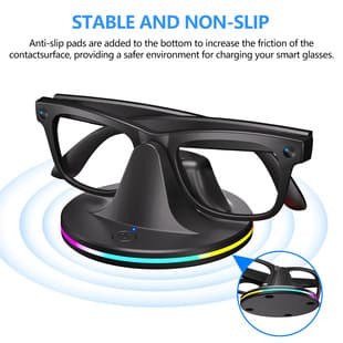 Compatible with Meta Ray-Ban Glasses Charger Stand, Meta Glasses AR Charging Dock RGB Storage Stand