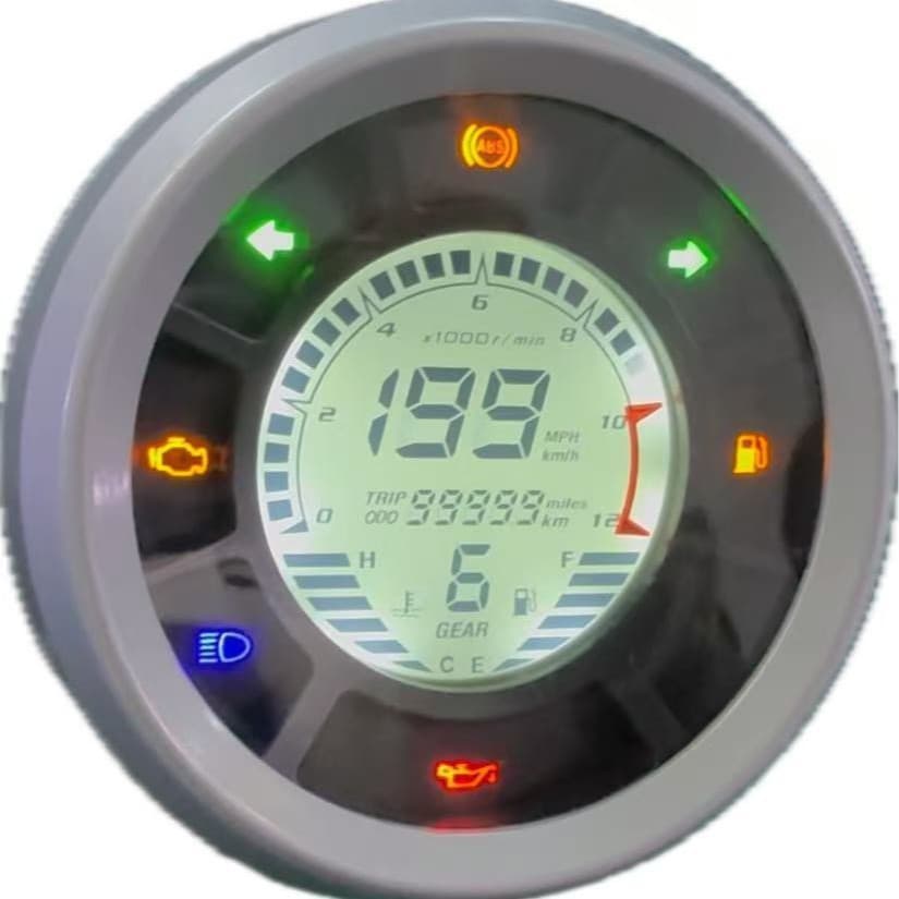 Motorcycle Instrument Round 1-6 Gear Water Temperature Gauge Fuel Gauge Dashboard Odometer Speedometer Modified Digital Display