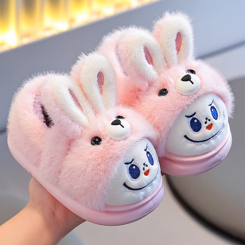 Baby Cotton Slippers Winter Cute Cartoon Boys/Girls Indoor Parent-Child Shoes Warm Thick Sole Non-Slip Toddlers Closed-Back Cotton Shoes