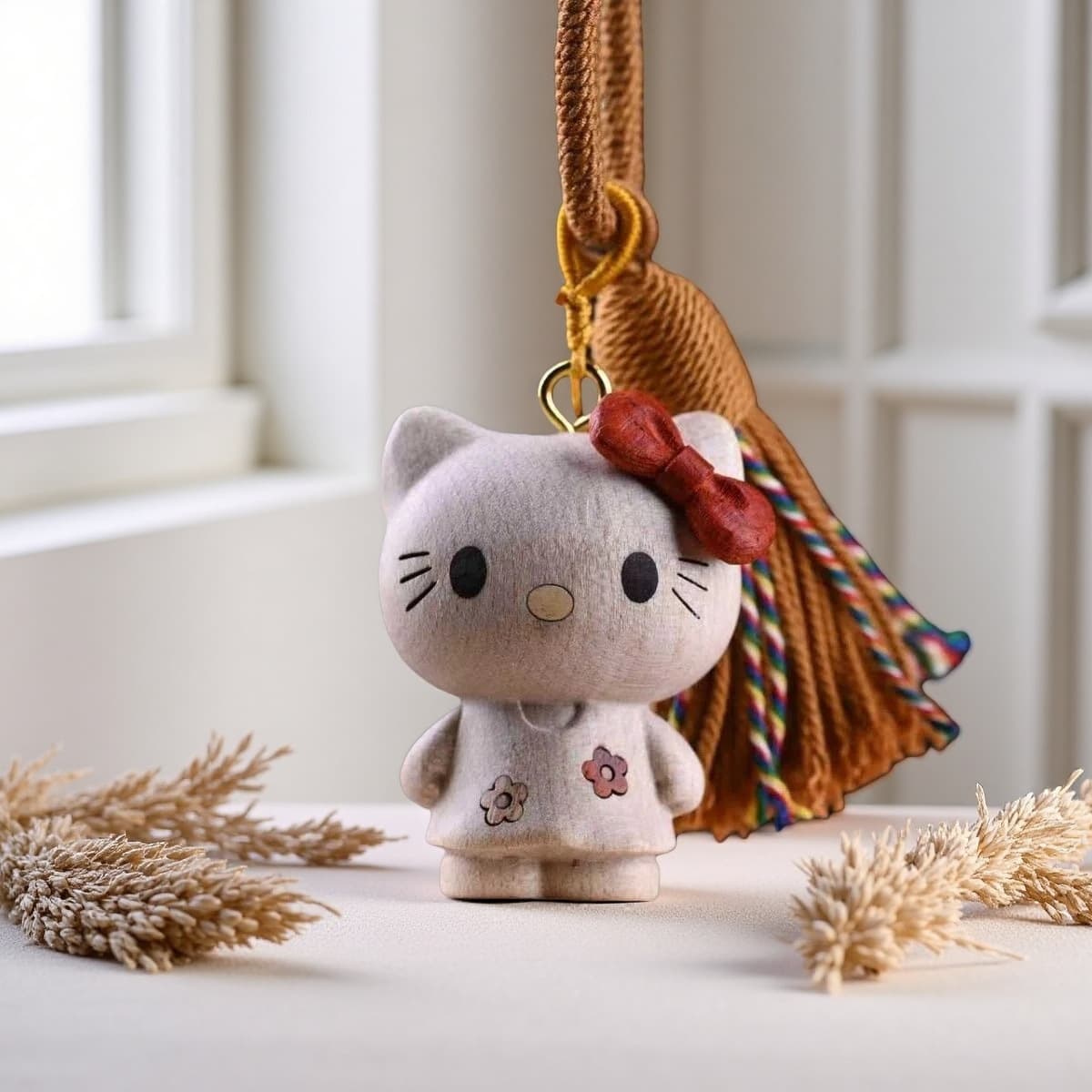 Live-Stream Hit: Maple Wood Natural Unpainted Carved Cat Pendant, National Trend Jewelry Accessory, Original Design
