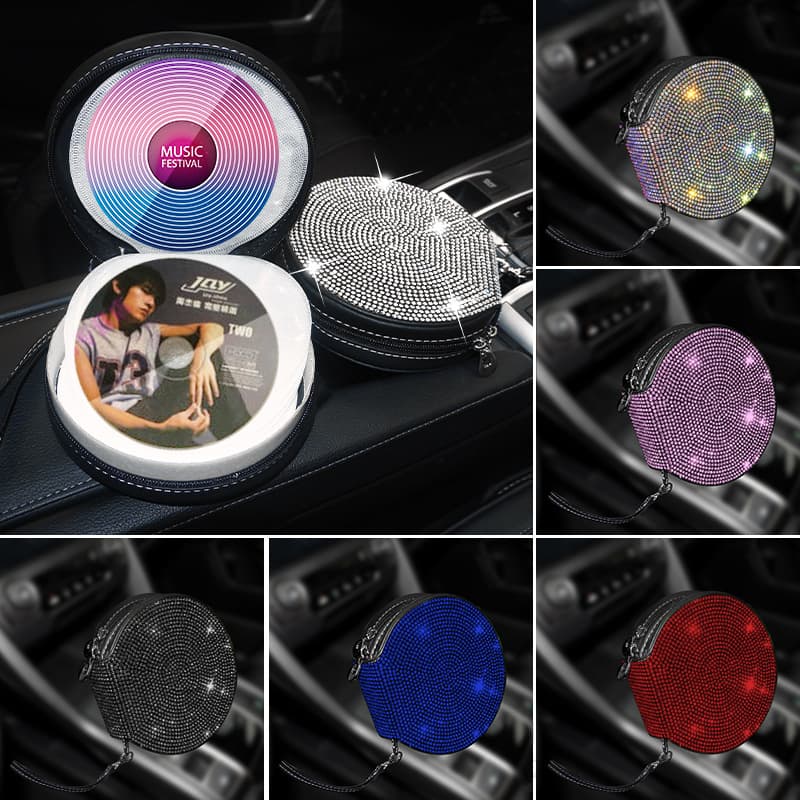 Cross-border Rhinestone CD Case Fully Studded Car CD Storage Bag In-car CD Box High-end CD Clip Case Vehicle Disc Pouch