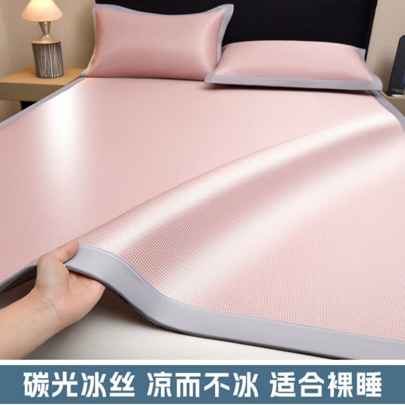 Summer Foldable Ice Silk Mat Cooling Mat Three-Piece Set Student Dormitory Single Rattan Mat Machine Washable Soft Mat [Manufacturer]