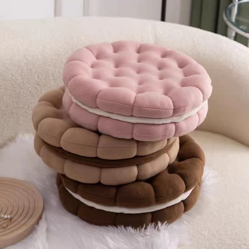 Ultra Soft Heart-Shaped Cookie Seat Cushion Plush Office Chair Pad Pure Color Window Seat Zafu Mat Student Girl Adorable