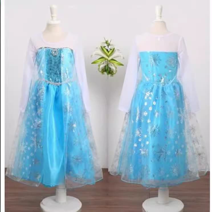 Frozen Elsa Princess Dress Long Sleeve Girls Costume Children Queen Outfit