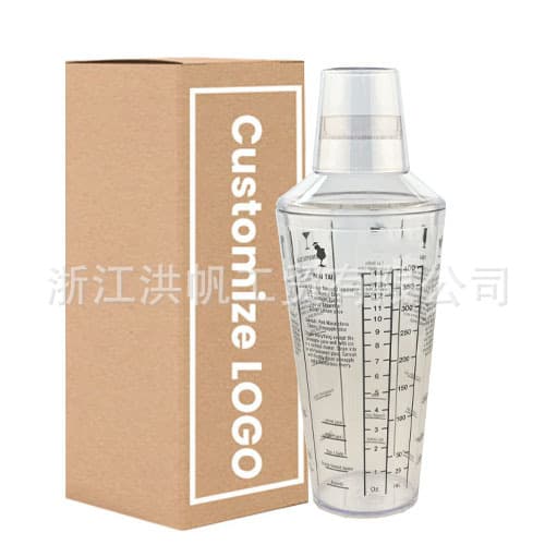 750ml Food-Grade Plastic Cocktail Shaker, Shaker Cup with Measuring Cup and Scale