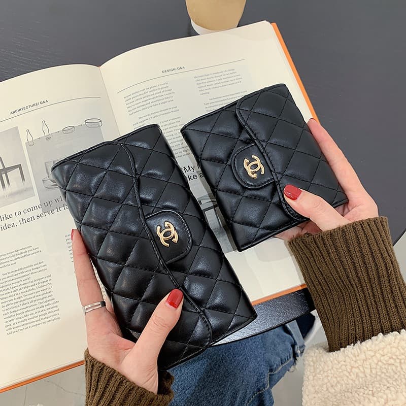 Light Luxury New Embroidered Diamond Quilted Long Wallet Casual Large Capacity Women's Mini Buckle Coin Purse Card Holder