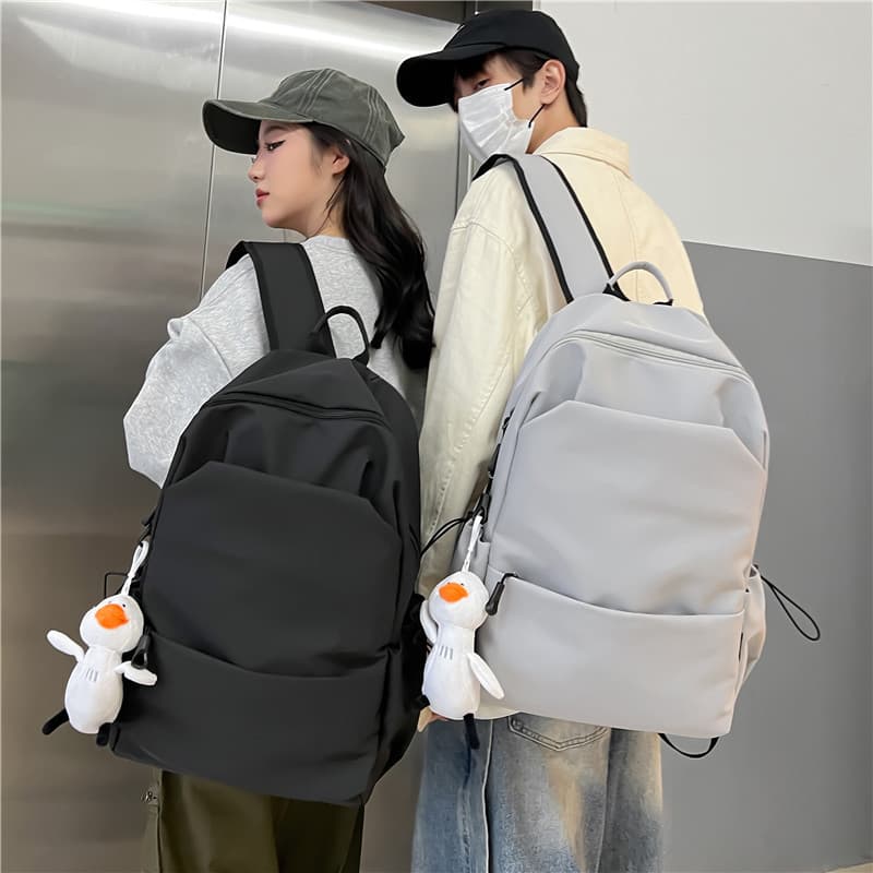 Large Capacity Solid Color Backpack for Women, Korean Style Simple Versatile School Bag for Men, Middle School Backpack for Women, College Student Waterproof