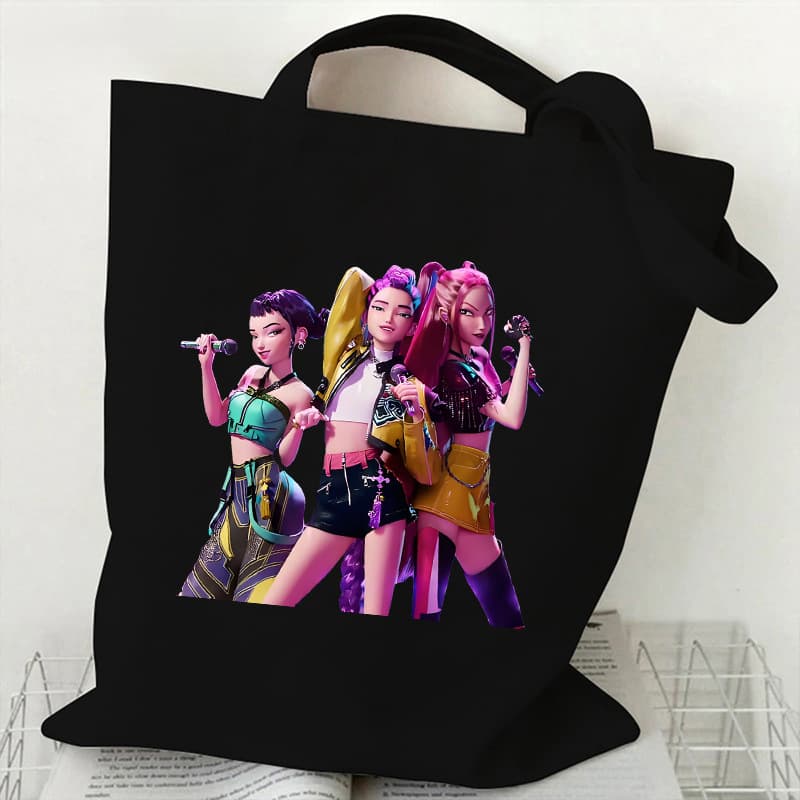 Cross-border foreign trade spot animation cartoon girl group printed daily canvas bag shoulder portable shopping bag 0925-3
