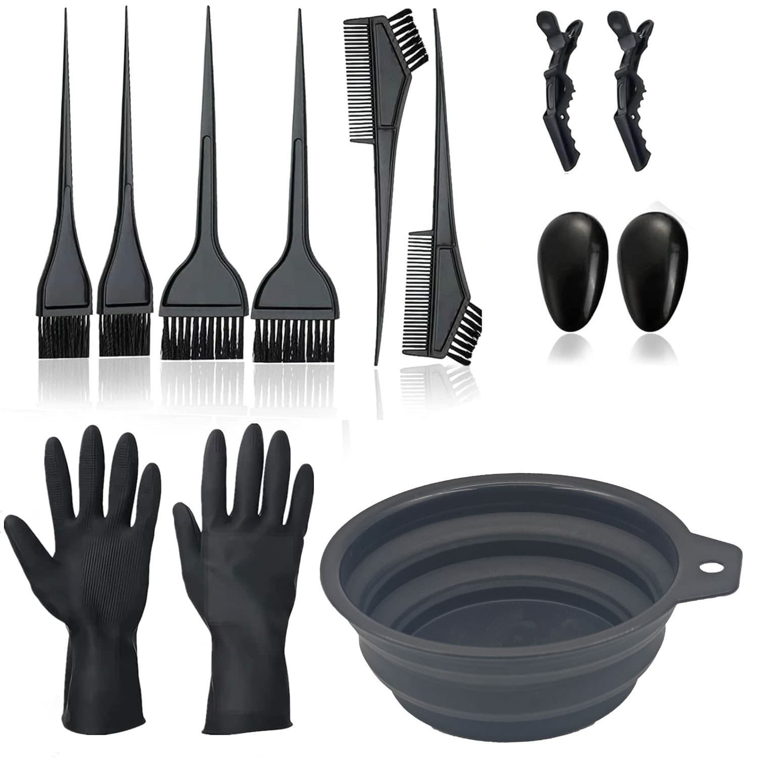 Cross-border factory wholesale hair dye tool set, tinting comb, folding bowl, brush, professional hairdressing supplies