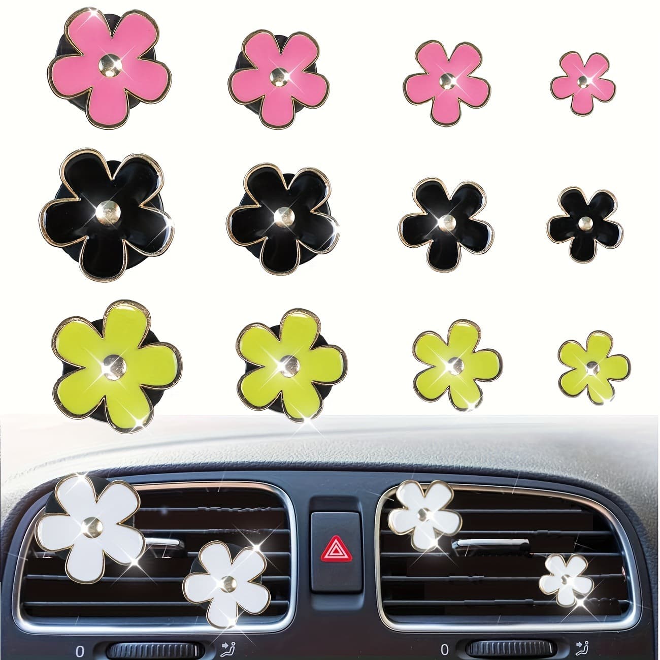 4Pcs Alloy Daisy Flower Car Perfume Clip Car Aromatherapy Clip Car Air Fresh Clip Car Fragrance Decoration