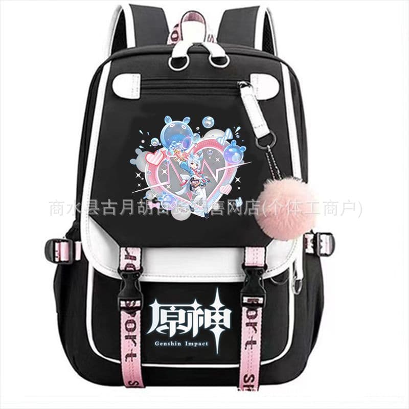 Genshin Impact Katsina Xinonen Animation Game Print USB Backpack Spine Protection and Burden Reduction Student School Bag