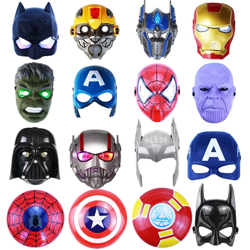 Luminous Mask Batman Iron Man Sound and Light Green Giant Plastic Props Halloween Children's Day Christmas Funny Style