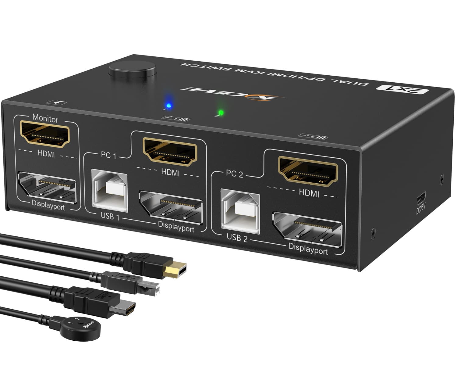 DP HDMI Dual-Channel KVM Switch 2-Port Multi-Computer Host DP Interface Keyboard Mouse Shared Display