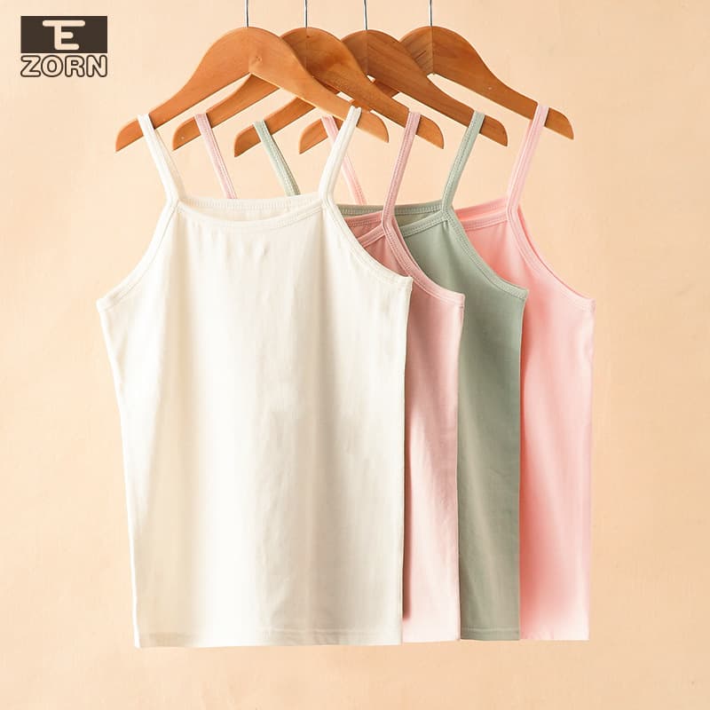 Summer Girl's Strapped Children's Vest Pure Cotton Underwear Base Layer Candy-Colored Boy's Top Small to Medium Kids Class A Wholesale