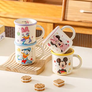 Mickey New Cartoon Wide Rim Ceramic Mug Household Kids Drinking Cup High Appearance Breakfast Milk Cup