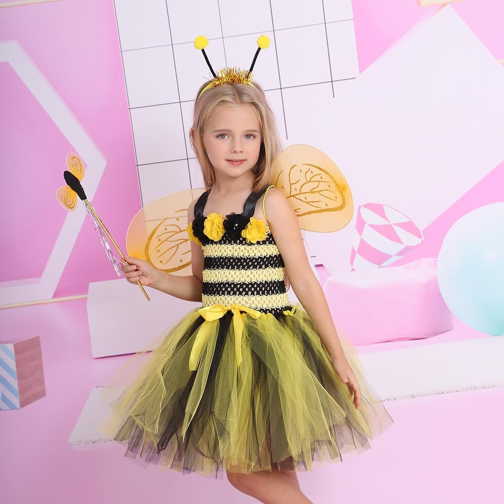 Yellow Bee Animal Performance Costume Halloween Children Cosplay Dress Girls Dance Tutu
