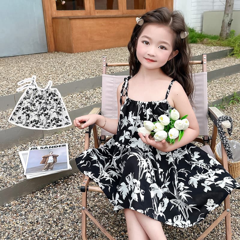 Girls Dress 2026 Summer Children's Suspender Skirt New Fashionable Girls Floral Skirt Baby Girl Cute Group