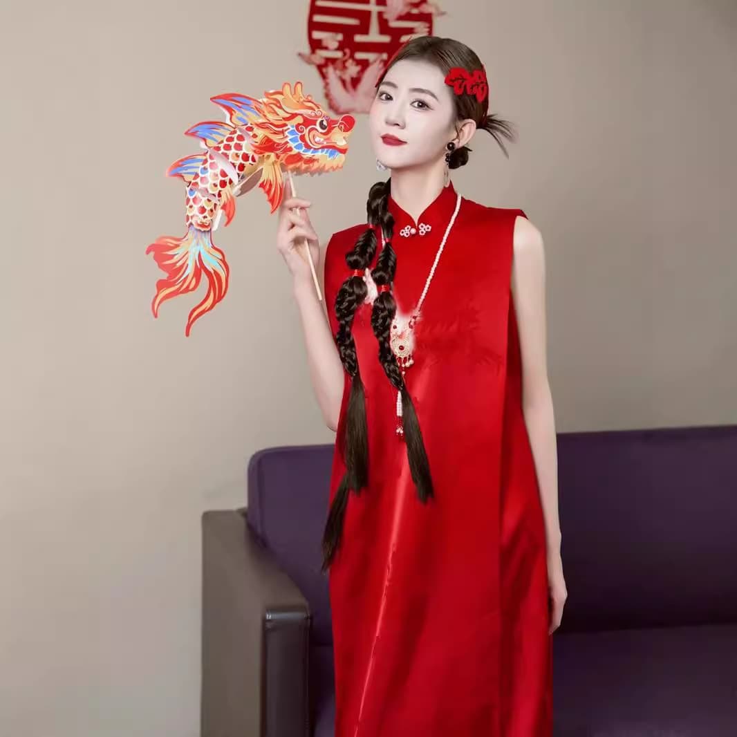 New Chinese-Style Sleeveless Wedding Reception Dress Bride 2026 New Chinese-Style Modified Cheongsam Red Dress