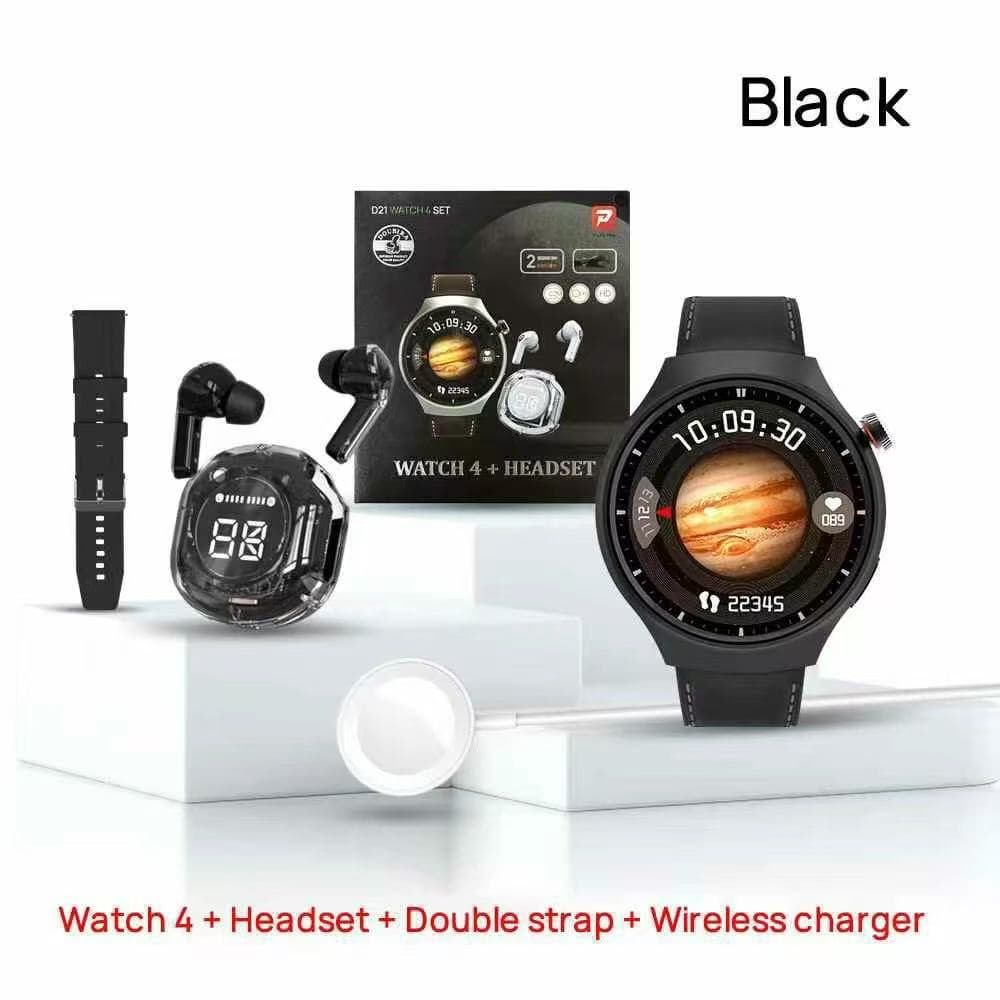 D21watch4 smart watch set round screen multi-strap electronic gift foreign trade factory heart rate Bluetooth call