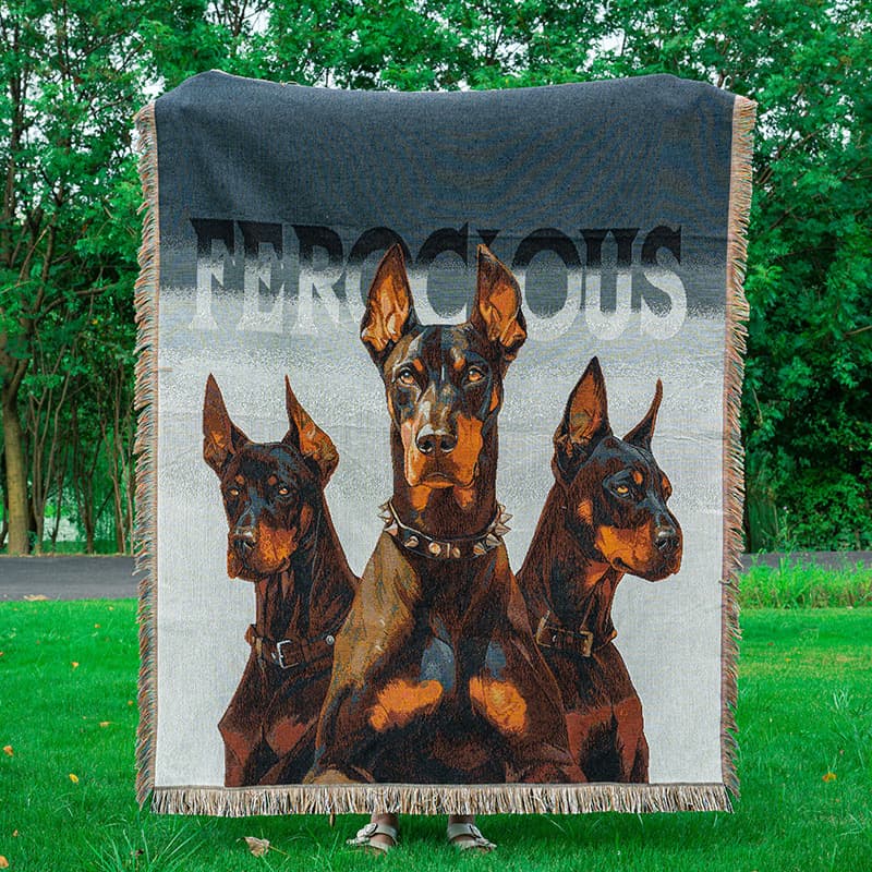 Cross-Border Sofa Blanket Animal Art Poly-Cotton Tapestry Throw Jacquard Woven Blanket Sofa Cloth Thick Yarn Blanket Custom