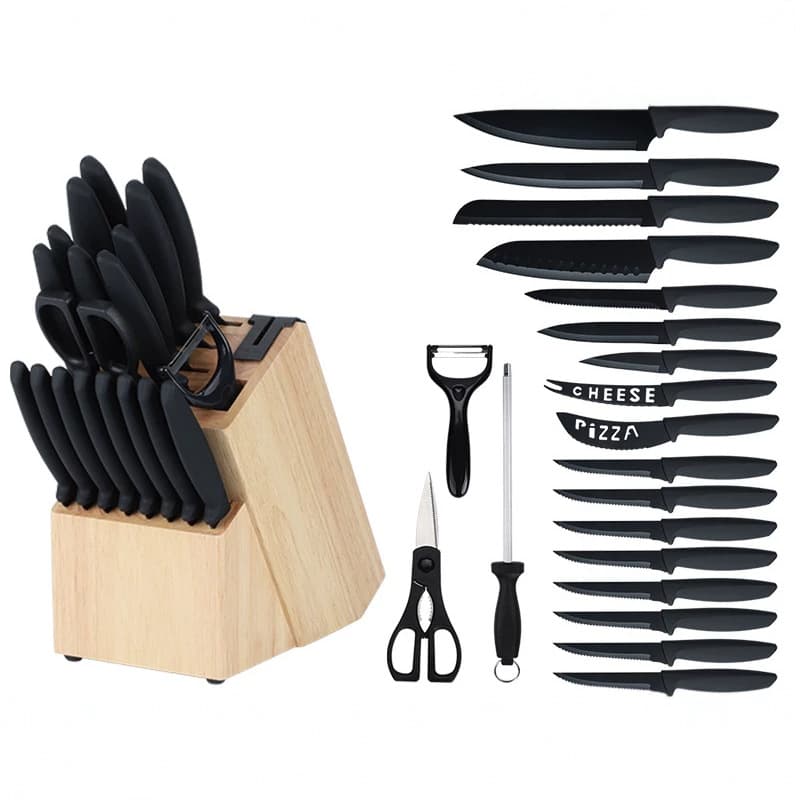 New product cross-border factory direct supply 20-piece knife set kitchenware supplies oak knife holder Santoku knife kitchen knife fruit knife