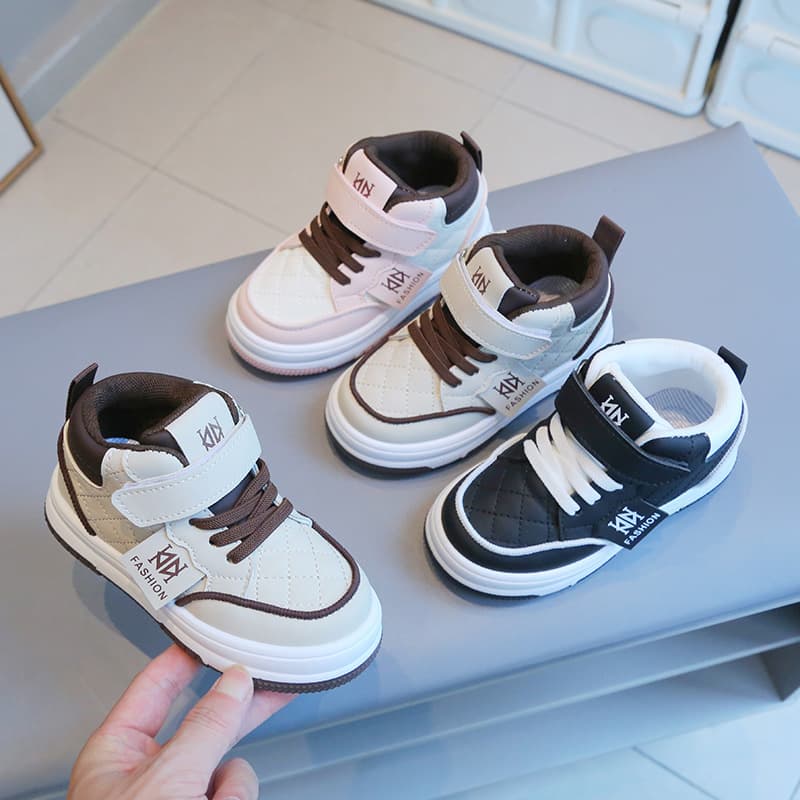 2024 Spring/Autumn New Children's Sports Shoes, Boys' Casual Sneakers, High-Top, Girls' White Shoes, Soft Sole Baby Single Shoes
