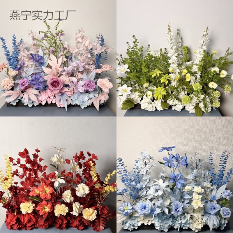 Wedding flower arrangement, forest-style flower arrangement, wedding artificial flower, fake flower path, flower stand, floral arrangement, Monet style