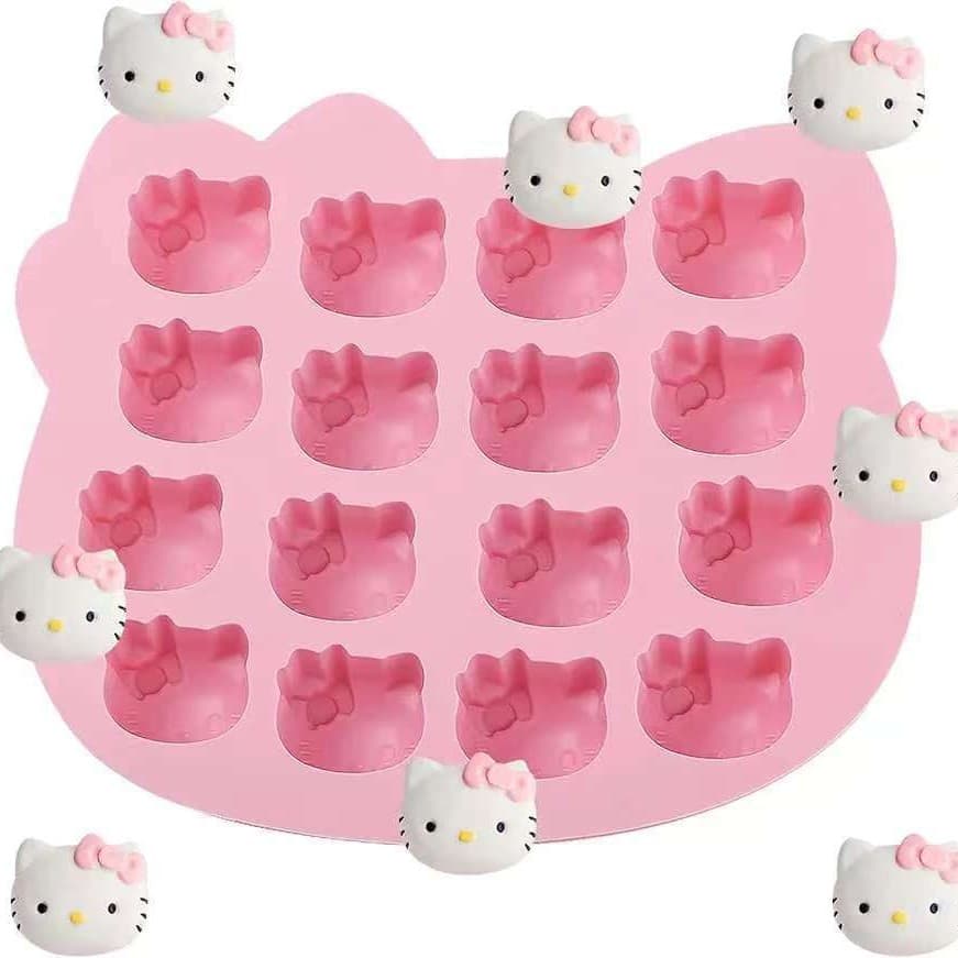 16-Cavity Small Bow Cat Head Silicone Mold for Chocolate Cake, Handmade Soap, Resin, and Squishy Toys