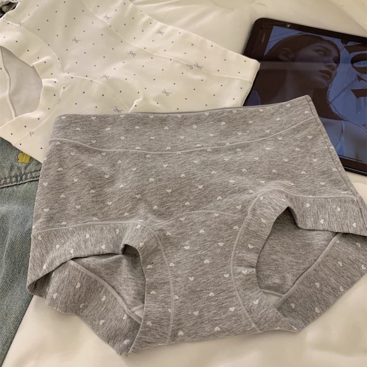 Happy Endurance" 10A Antibacterial Pure Cotton Small Hipster Underwear for Women Class A Cotton Hip-Hugging Breathable Antibacterial Extended Gusset