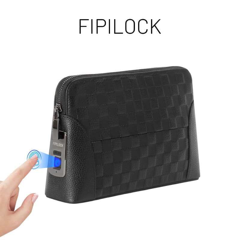 Genuine Leather Men's Handbag Factory Finger Print Lock Business Summer Clutch Bag Leather Embossed Hand Grab Bag for Men