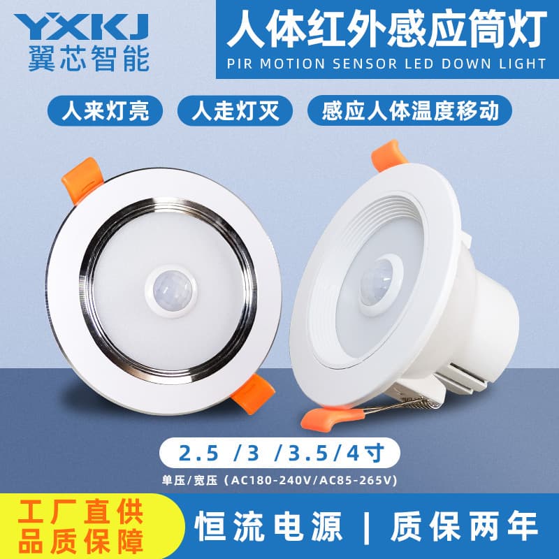 Embedded Human Body Induction Hotel Corridor Ceiling Light Sound Control Infrared Radar Sensor Tube Lamp Modern Simple Style