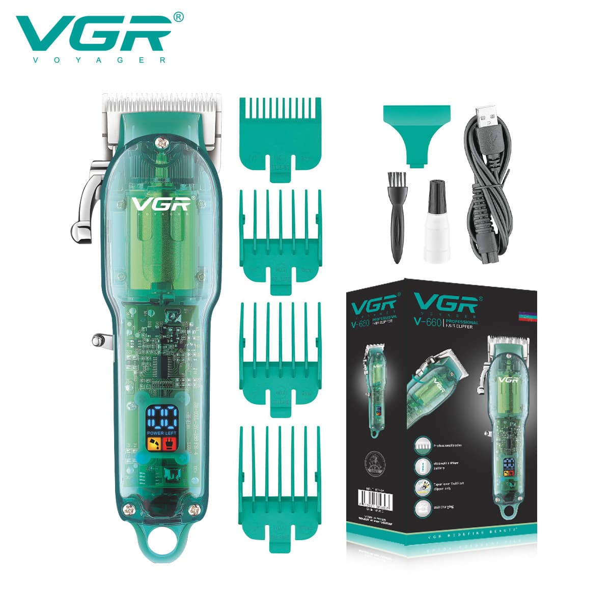 VGR660 Hair Clipper Professional Barber Clipper for Fading, Hair Salon Electric Trimmer for Hair Cutting