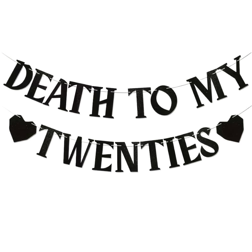 20th Birthday Theme Banner, Fun Teen 20th Birthday Party Decoration, Black Glitter Pull Flag