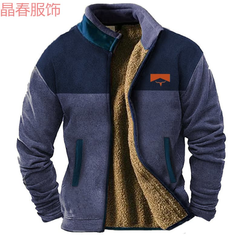 New men's cotton-padded jacket with fleece lining, trendy and fashionable for cross-border trade in Europe and America.