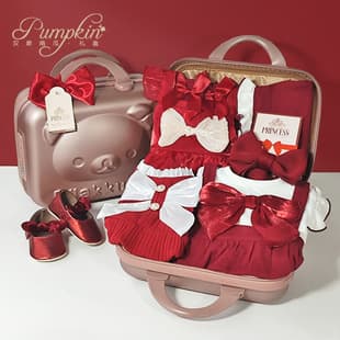 Baby Gift Set Red Festive Little Princess Autumn Winter Thickened Fleece Full Moon 100 Days 1 Year Baby Gift
