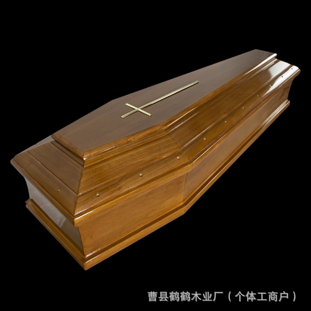 Cross-border Solid Wood Funeral Coffin European-style Cross Coffin Wooden Coffin European Funeral Wood Coffin Paulownia Wood Coffin