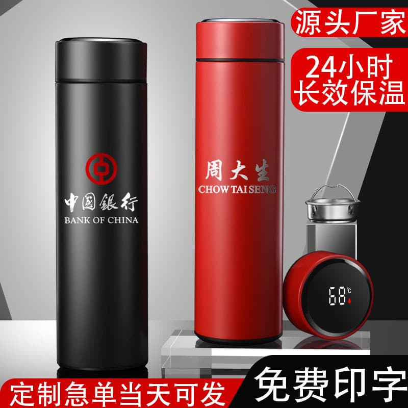 304 Stainless Steel Vacuum Insulated Mug with Temperature Display, Tea-Water Separation, Business Gift Water Bottle for Men, Wholesale High-End