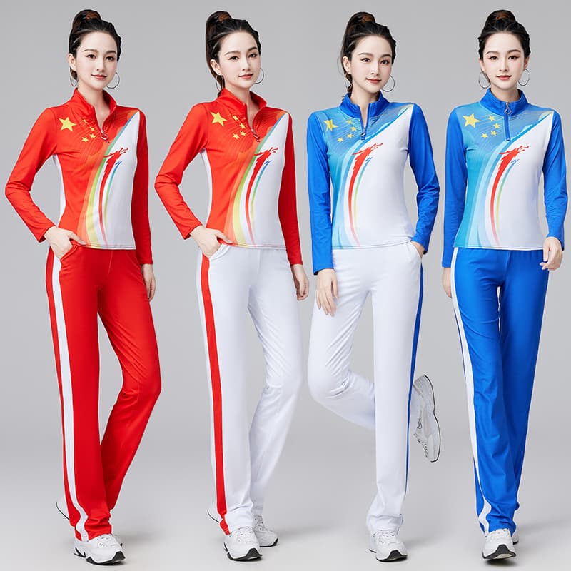China Dream Team 2024 Spring/Autumn Training Suit Outdoor Square Dance Group Performance Training Suit Men's and Women's Sportswear Set