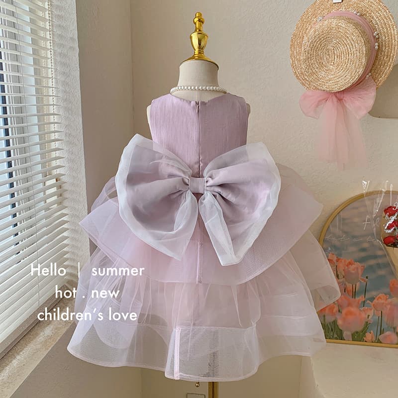 Korean Style Children's Clothing Girls' Dress Summer Style 2026 New Baby Girl Dress with Mesh Patchwork and Sweet Suspenders