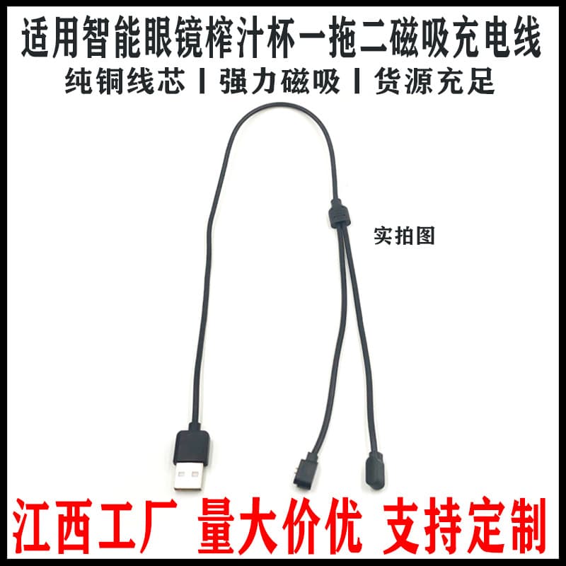 Magnetic Charging Cable 2.54mm Pitch 2-in-1 for Smart Glasses, Juicer Cup