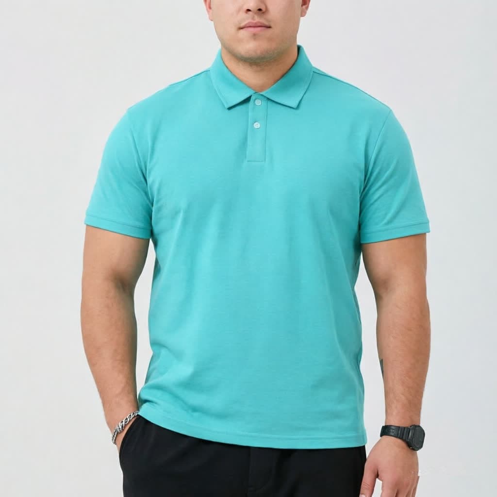 Upgraded basic short-sleeved POLO shirt summer solid color lapel men's T-shirt breathable pique mesh simple top