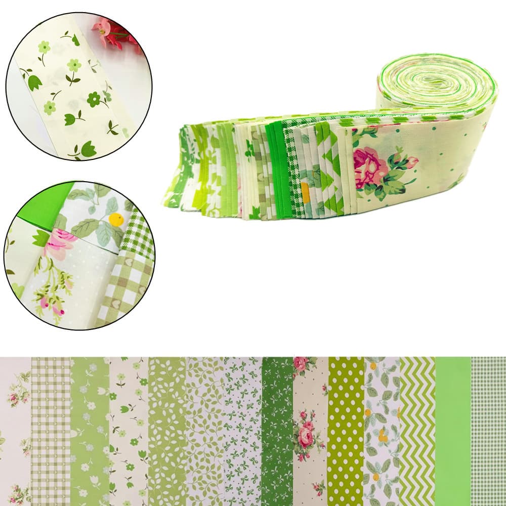 Foreign trade 42-piece green series fresh and clean patchwork quilted fabric doll clothes hair tie material hundred-family quilt strips jelly roll