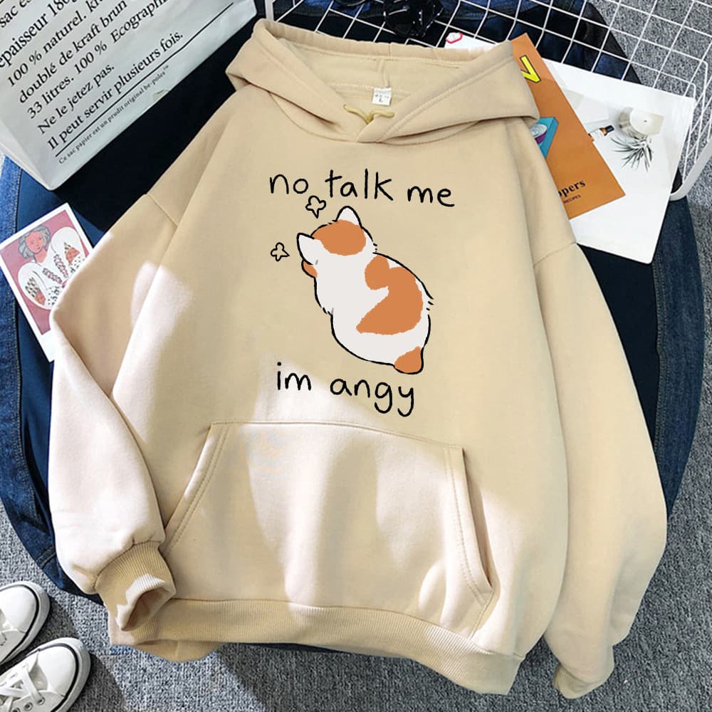 Nototalk Women's Hoodie Sweatshirt Fleece Lined Drawstring Cat Print Hip Hop Sports Jacket Southeast Asia Style Casual Streetwear