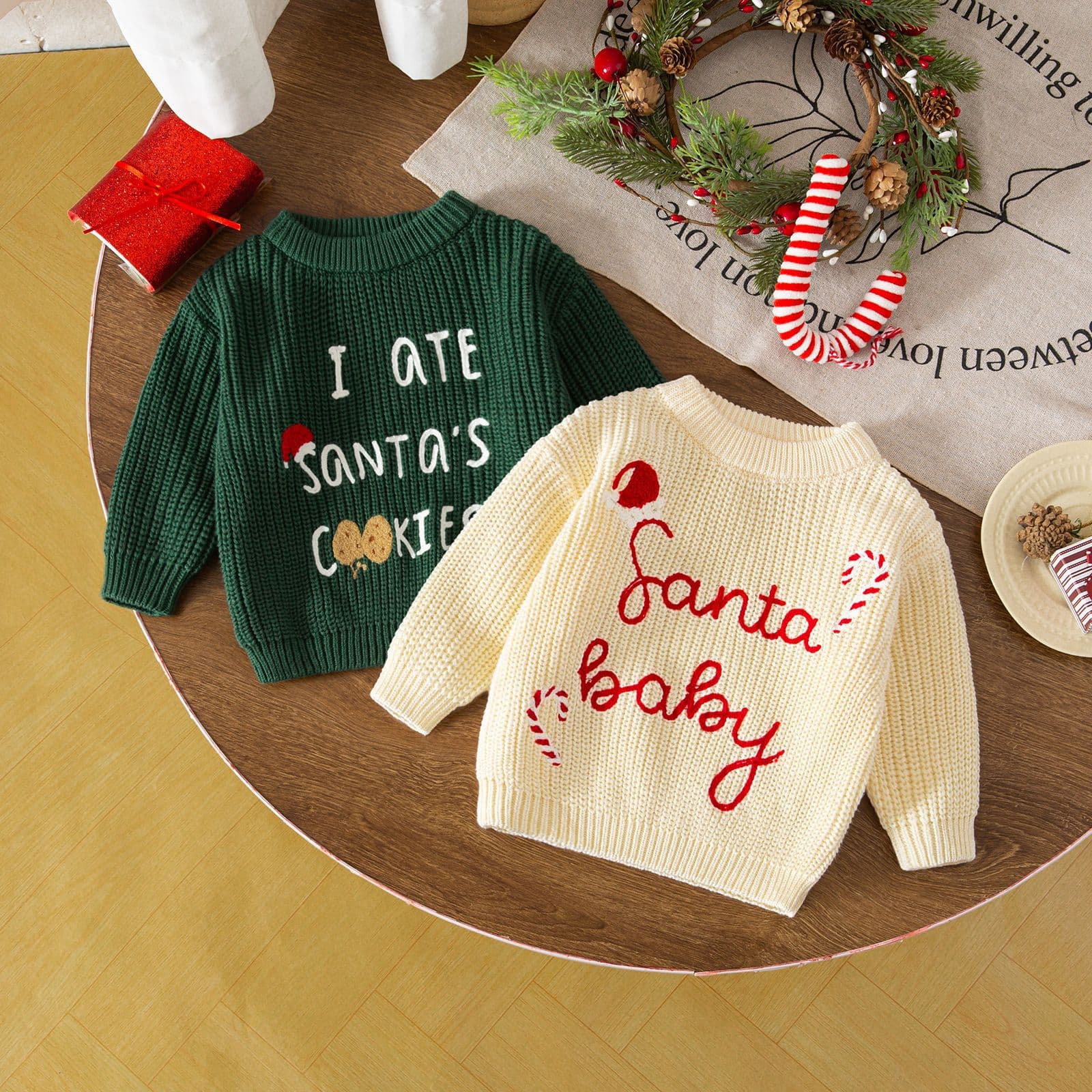 Amazon Cross-Border Fall/Winter Children's Christmas Party Daily Versatile Round Neck Embroidered Pullover Warm Comfortable Sweater
